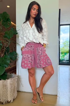 Ole Bubble Cotton Bandana Shorts Indian Pink